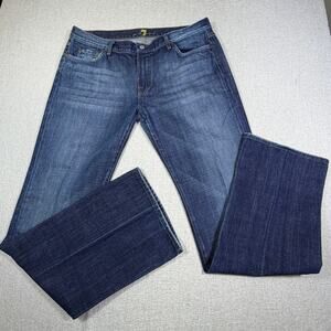 7 For All Mankind Men's 38 Blue Slight Flare Bootcut Denim Jeans Pants Luxury